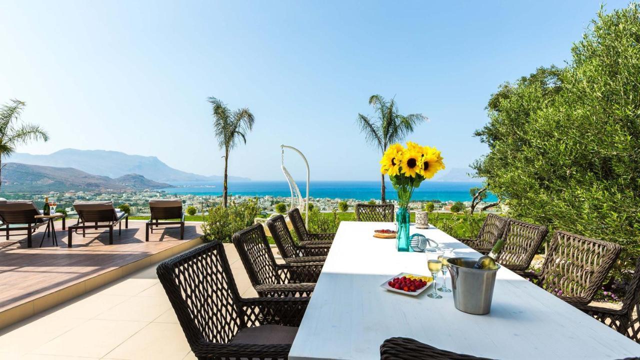Villa Emilia I Luxury, Amazing Seaview, Next To The Town Kíssamos Eksteriør bilde